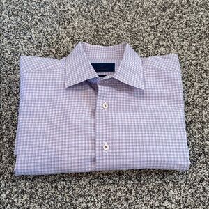 David Donahue Lavender Check Dress Shirt